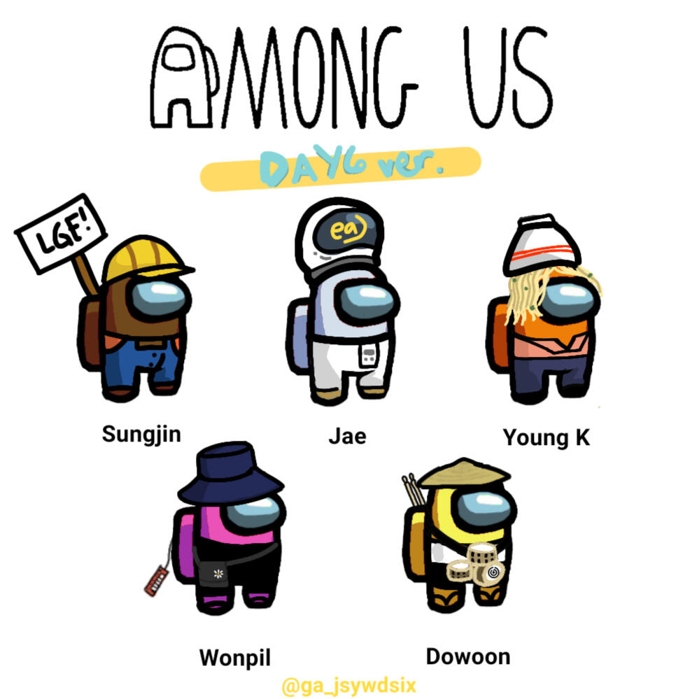 DAY6 as crewmates in Among Us